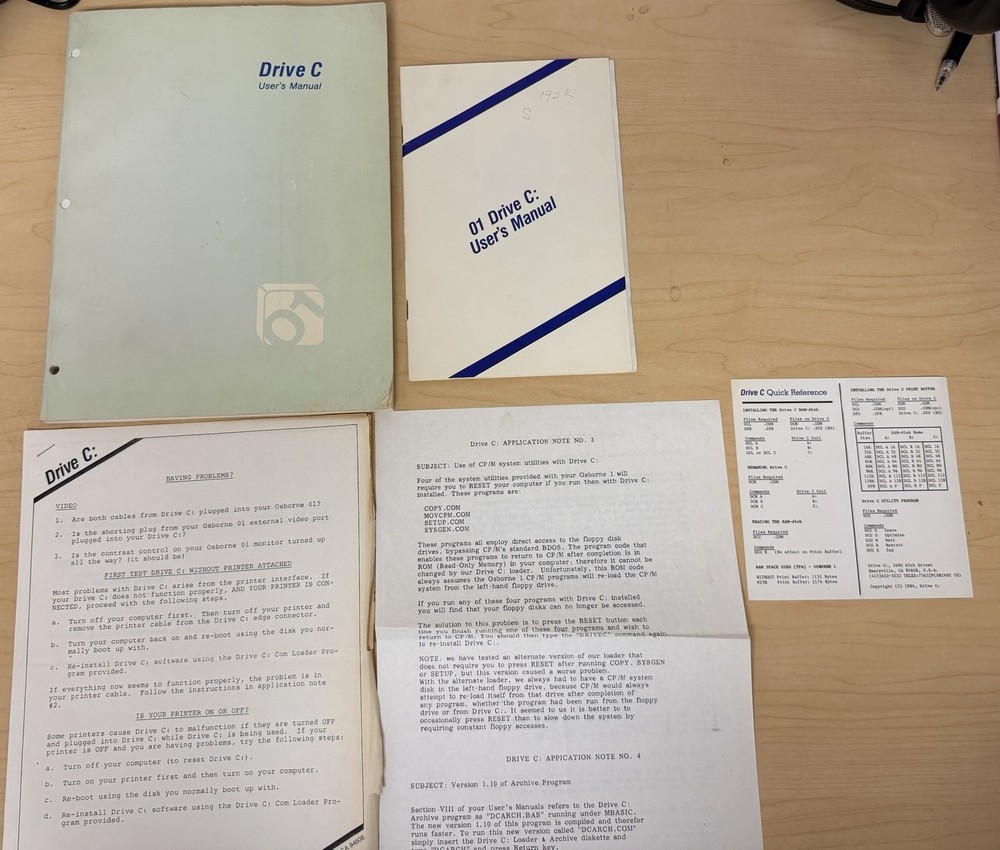Drive C and O1 Drive C User Manuals & Docs for Osborne