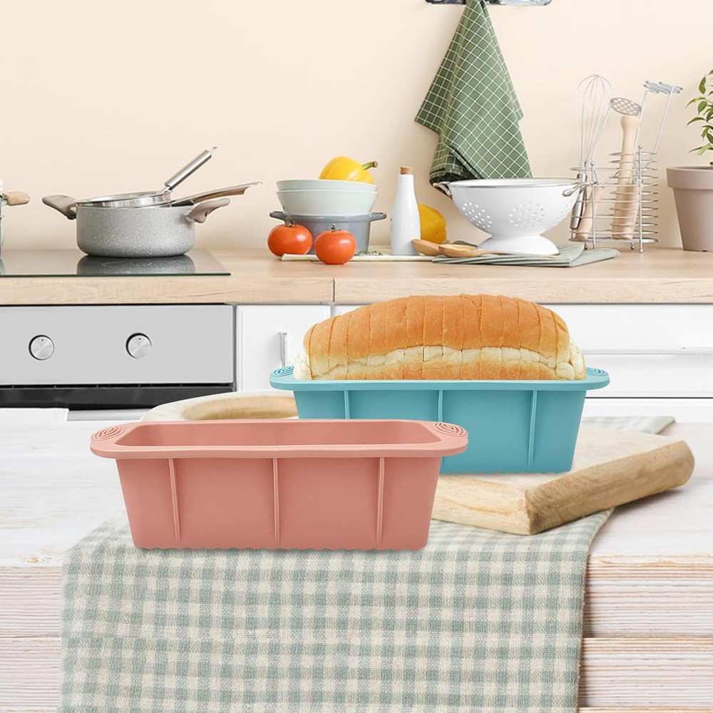Koolstuffs Silicone Bread Loaf Pan, 2 PCS Rectangular Non-Stick Baking Mold Pans
