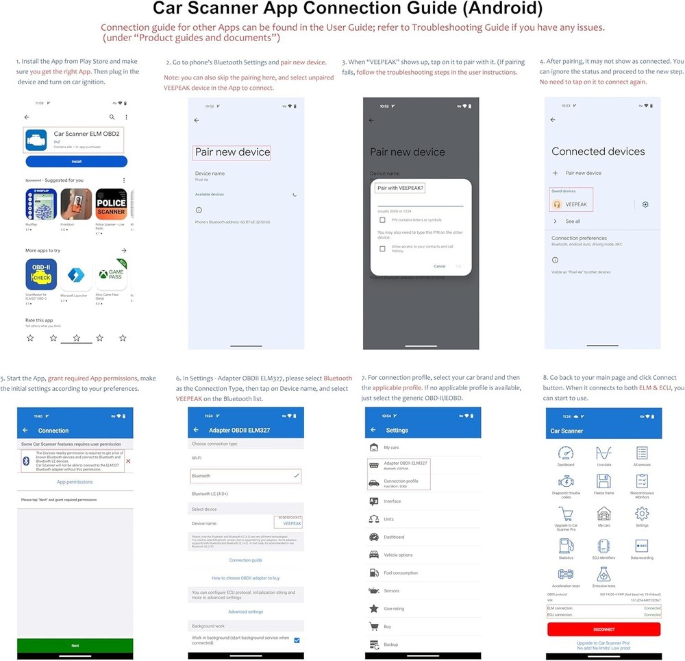 Veepeak OBDCheck BLE+ Bluetooth 4.0 OBD2 Scanner for iOS & Android, Car Code for