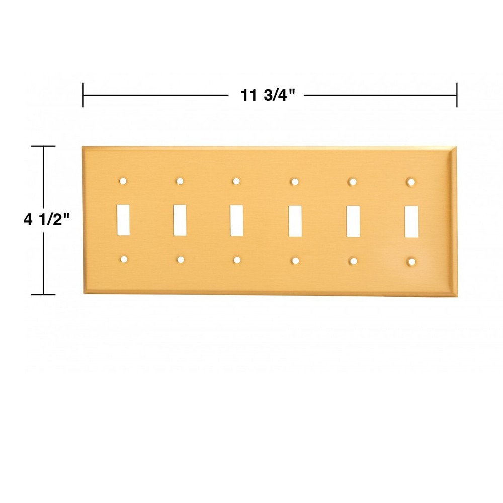 Switch Plate Brushed Solid Brass Six Toggle | Renovator's Supply
