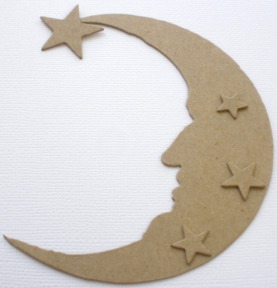 {3} *CRESCENT MOON & STARS* Bare Chipboard Die Cuts