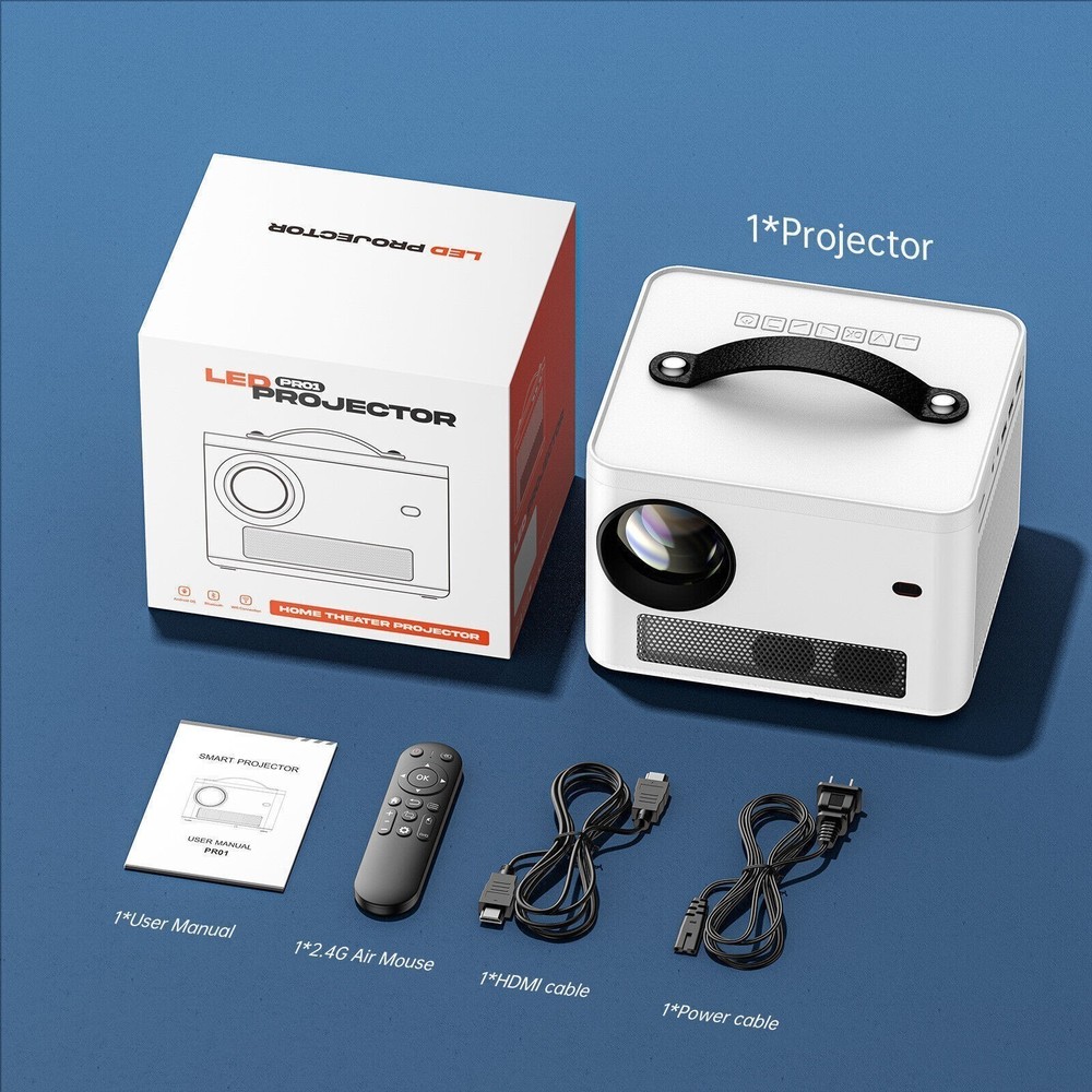 Native 1080P Smart Projector WiFi Bluetooth 4K Home Theater For Android iPhone