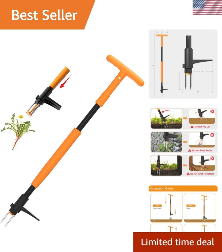 Weed Puller Tool, Fully Stand Up Weeding Tool With 3 Claws - Zero Bending and...