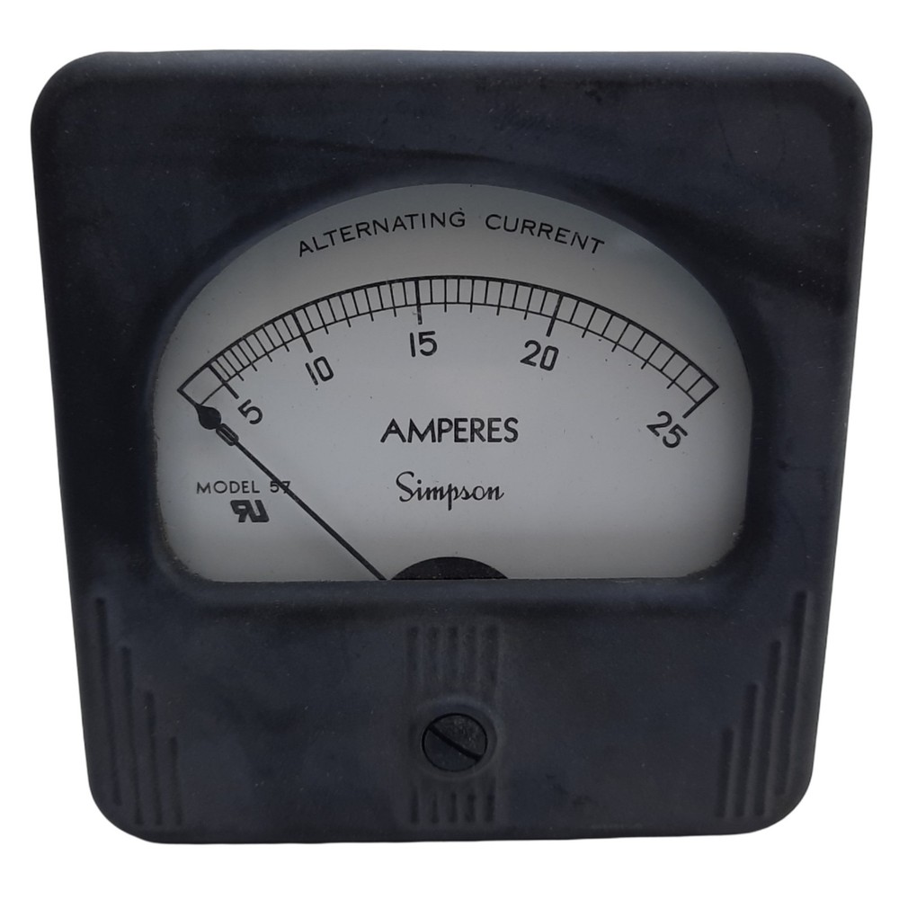 Simpson Electric 01190 Rectangular Style Analog Panel Meter Model 57, 0-25V AC