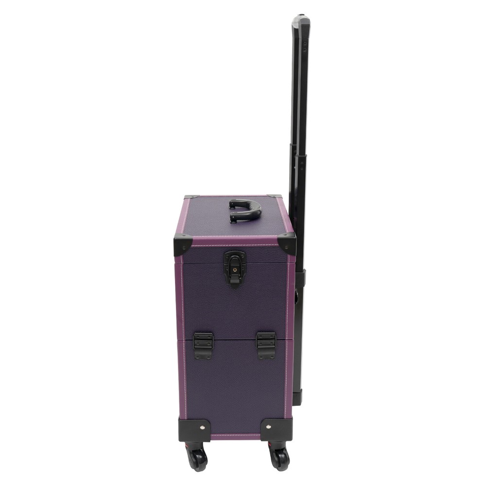 Modern Rolling Makeup Train Case Trolley Cosmetic Organizer Box with Mirror
