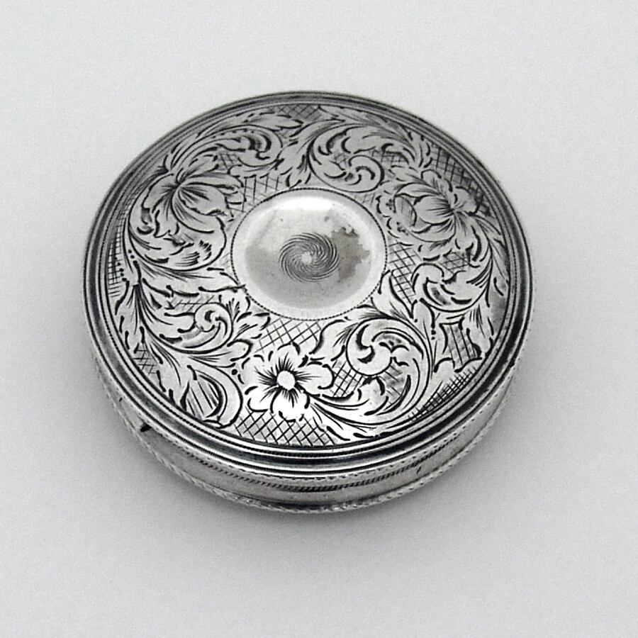 Round Floral Peppermint Box Dutch 833 Silver 1850