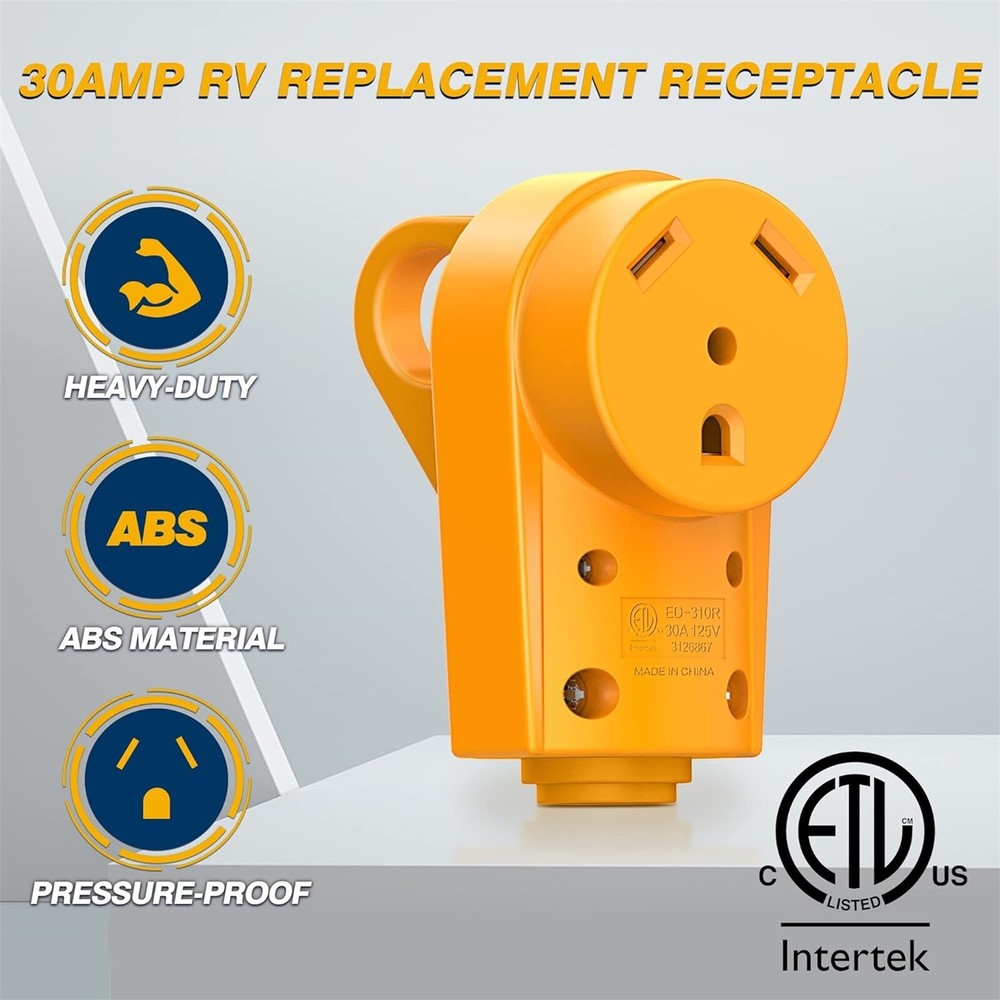 30Amp RV Female Power Plug Replacement 125V Heavy-Duty Electrical Cord End US