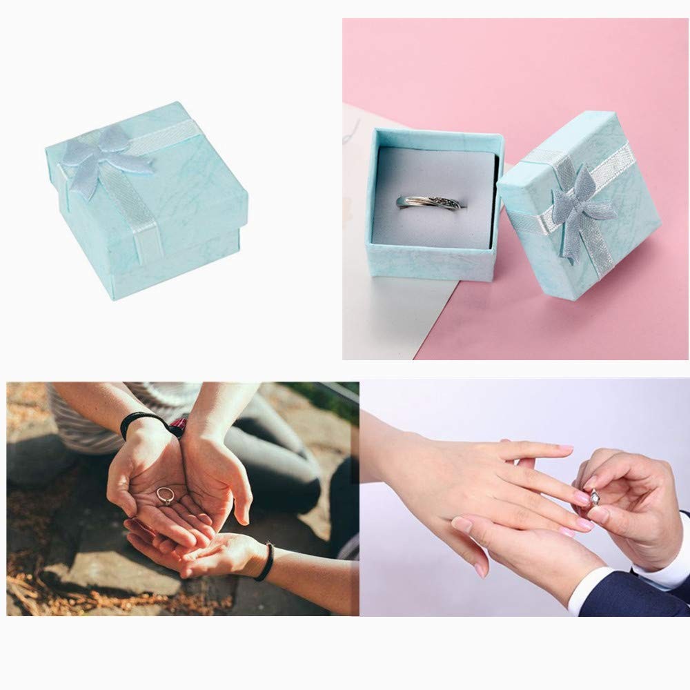 24 Pcs Ring Box Small Gift Boxes Sturdy Cardboard Cube Box for Jewelry Pendan...
