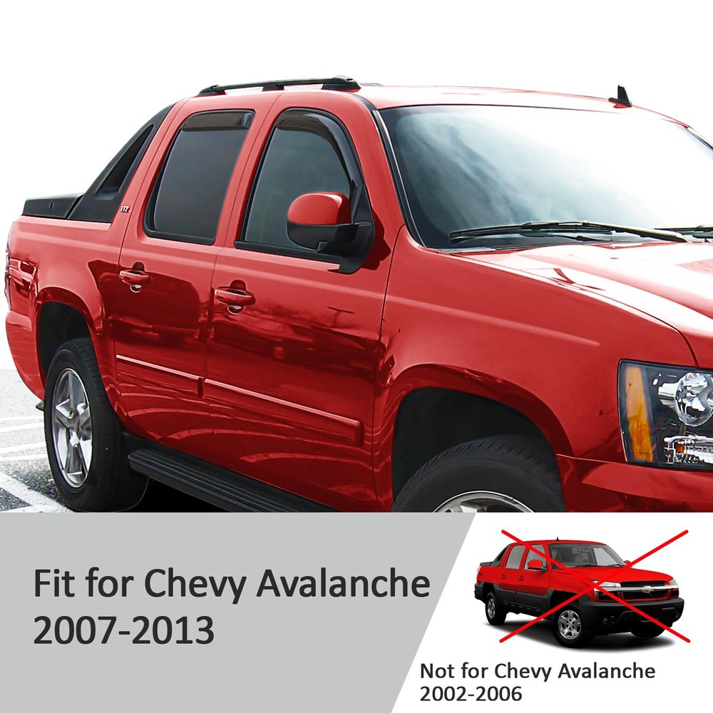Sun Rain Visors Wind Rain Guards for 2007-2013 Chevrolet (Chevy) Avalanche