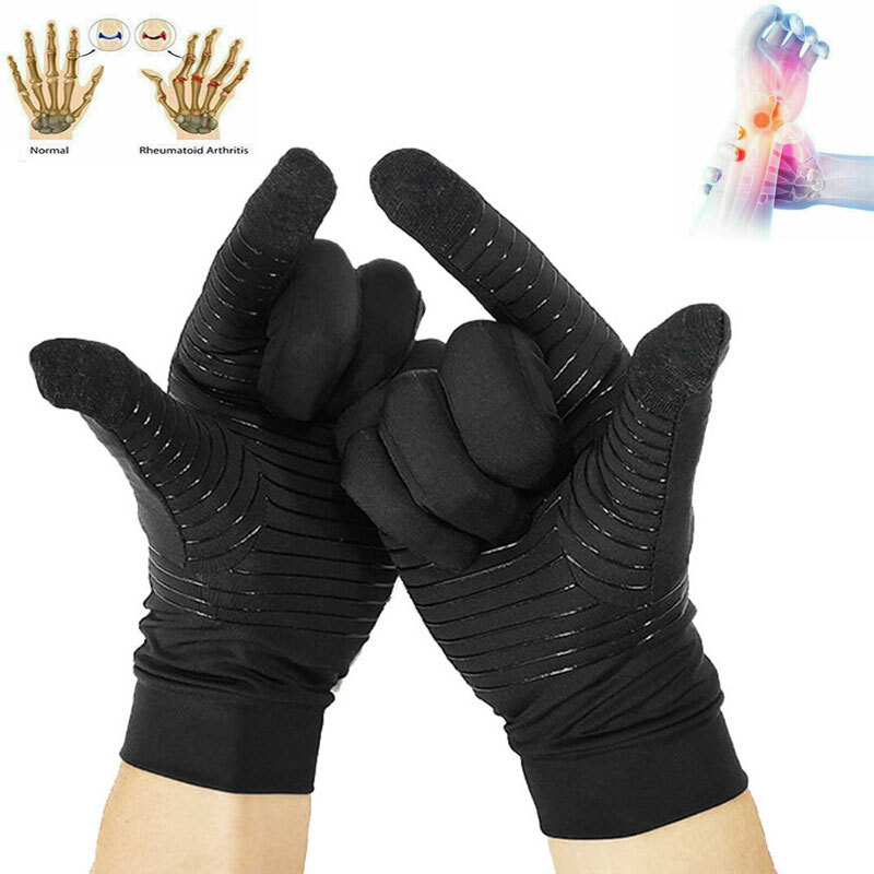 Copper Arthritis Compression Gloves Hand Support Joint Pain Relief Full Finger/⇔