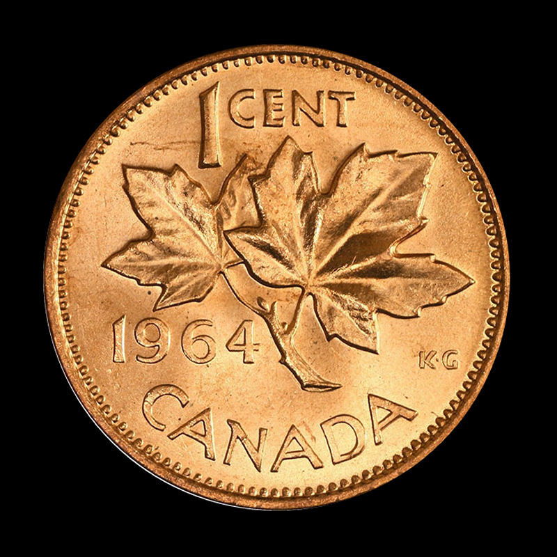 (2-coins) 1964  Canada   1 cent     UNC. coin from roll