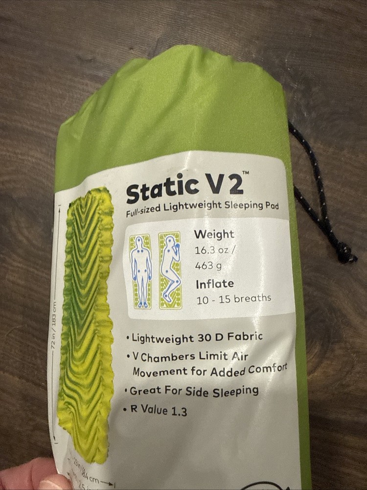 Klymit Static V2 Sleeping Pad Full-sized Lightweight Sleeping Pad New