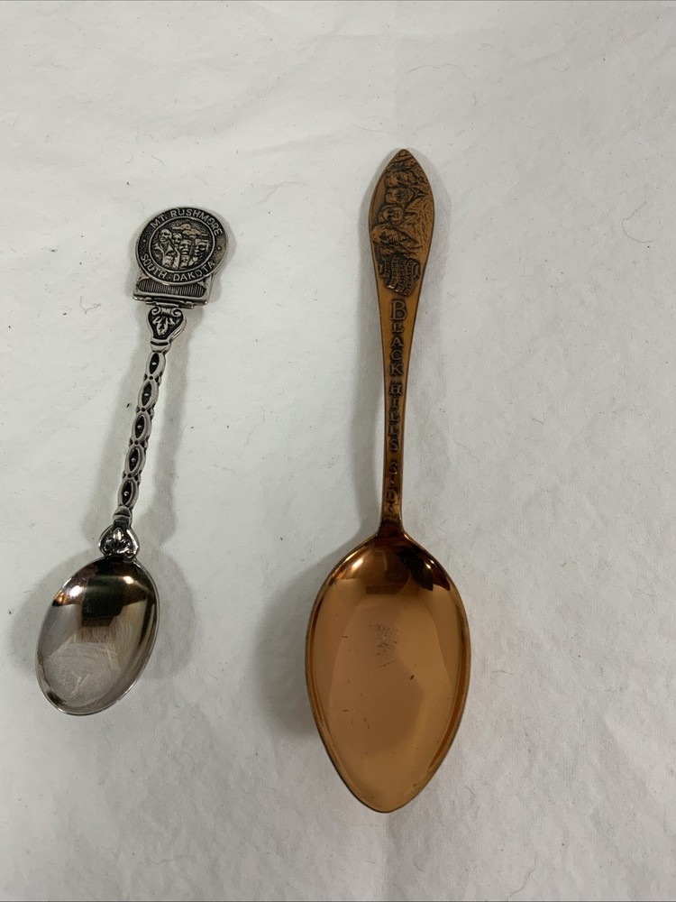 Rare Solid Copper Black Hills S.D. Souvenir Spoon & Mt Rushmore Spoon