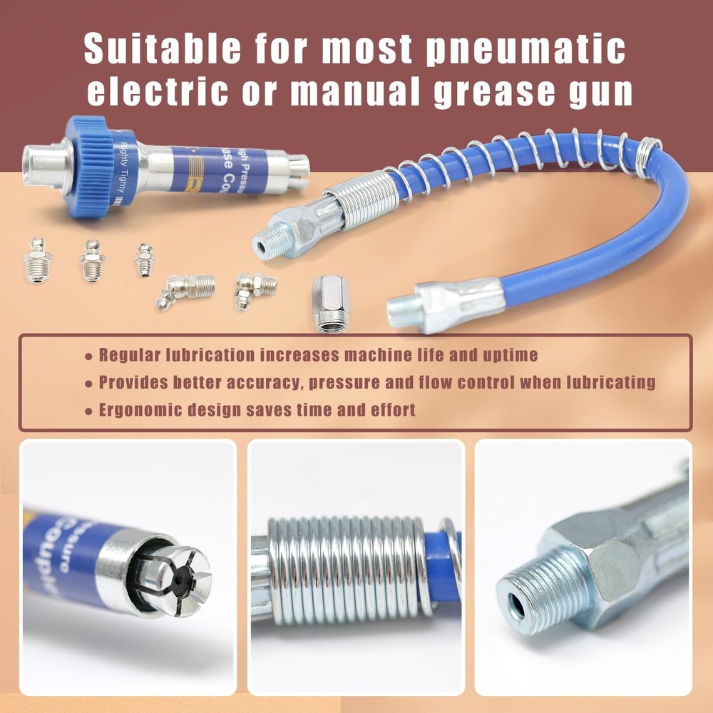 High Pressure Grease Coupler 10th Generation Quick Connect Grease Coupler Fit...