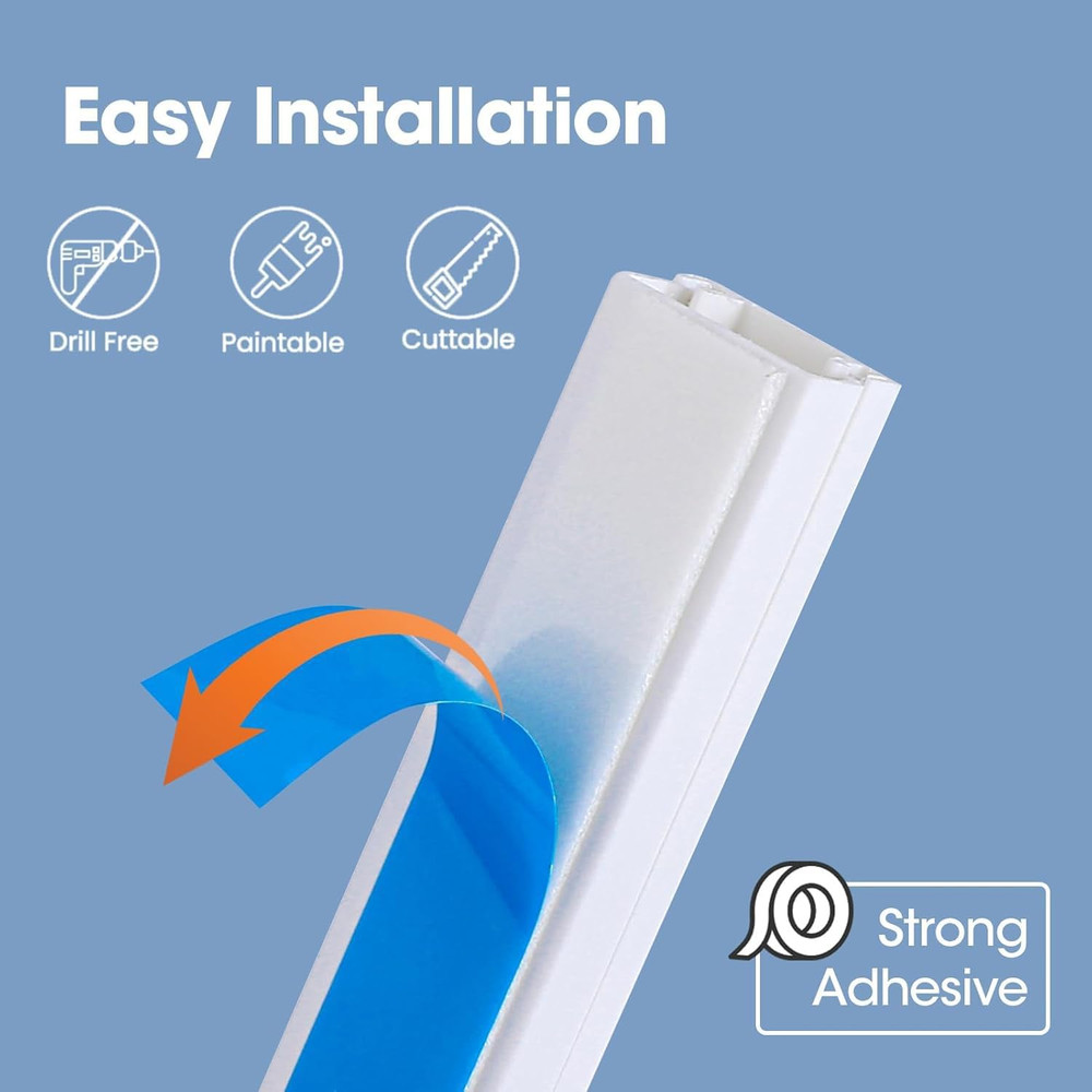 116 Cable Raceway Cord Cover No Drill Adhesive Paintable