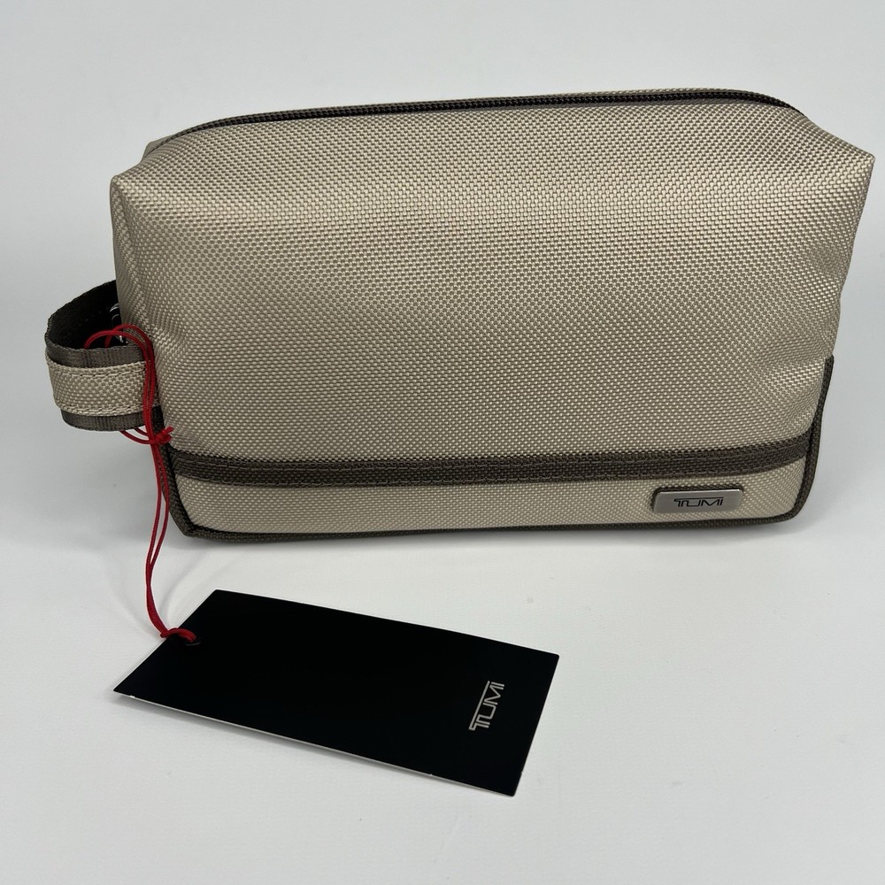 TUMI Travel Kit Medium Accessory Pouch Tonal Sand Neutral Beige