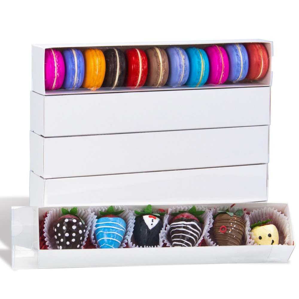24pcs 12x2.2x2 Inch White Minimalist Rectangular Bakery Boxes Dessert Boxes