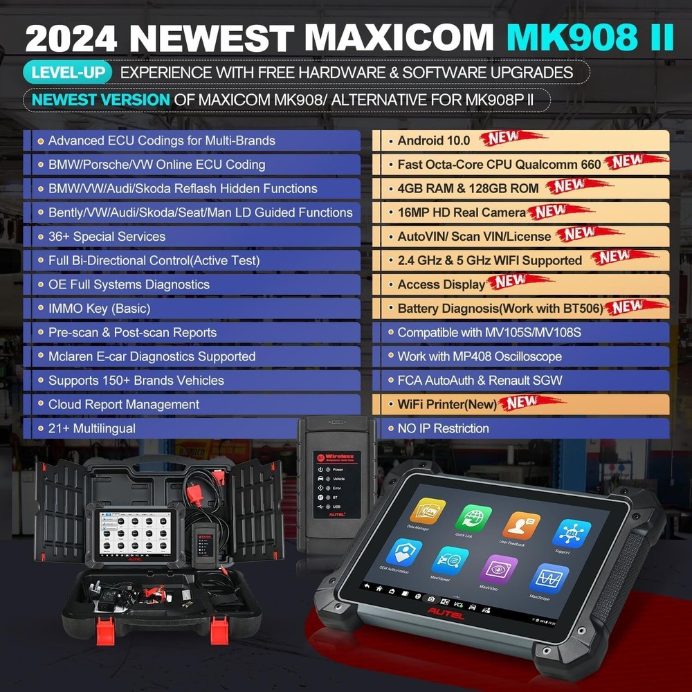 Autel MaxiSys MK908 II MS908S PRO II Elite Programming Diagnostic Tool Scanner
