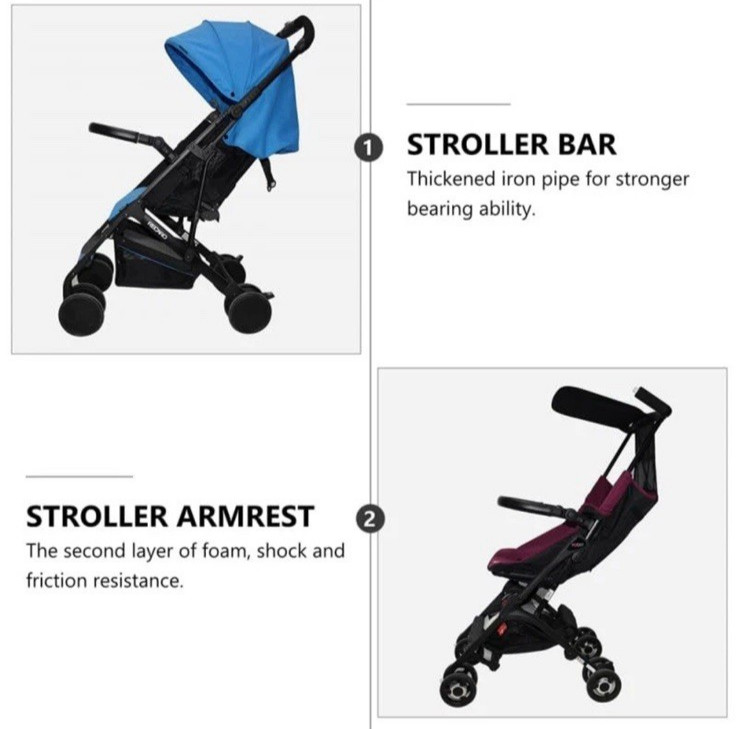 Stroller Bumper Bar Universal Adjustable Detachable Baby Stroller Handle Armr...