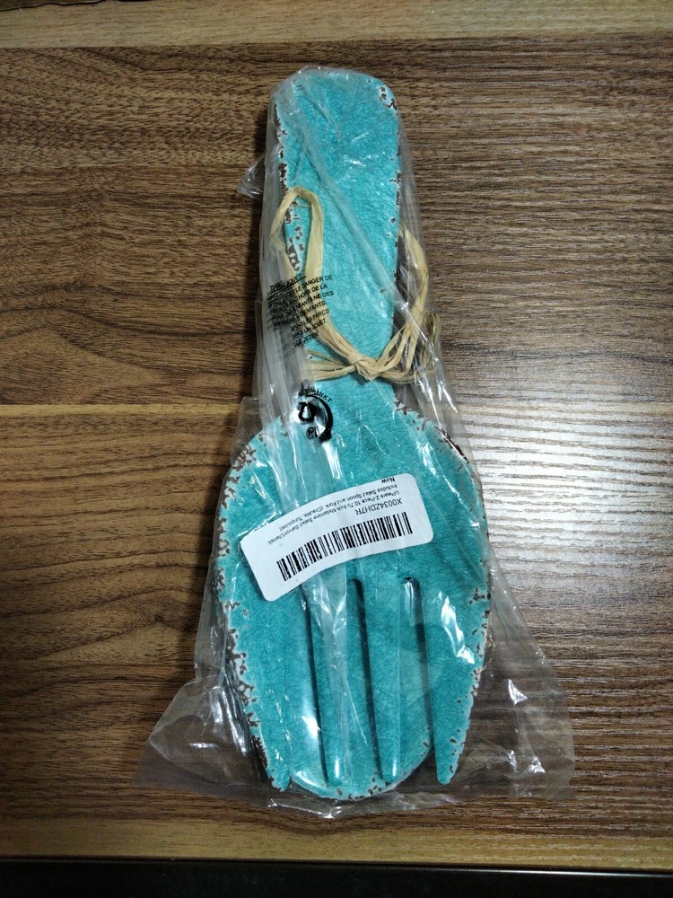 Upware 2 Piece 10.75" Melamine Salad Server Utensils Spoon & Fork Crackle...