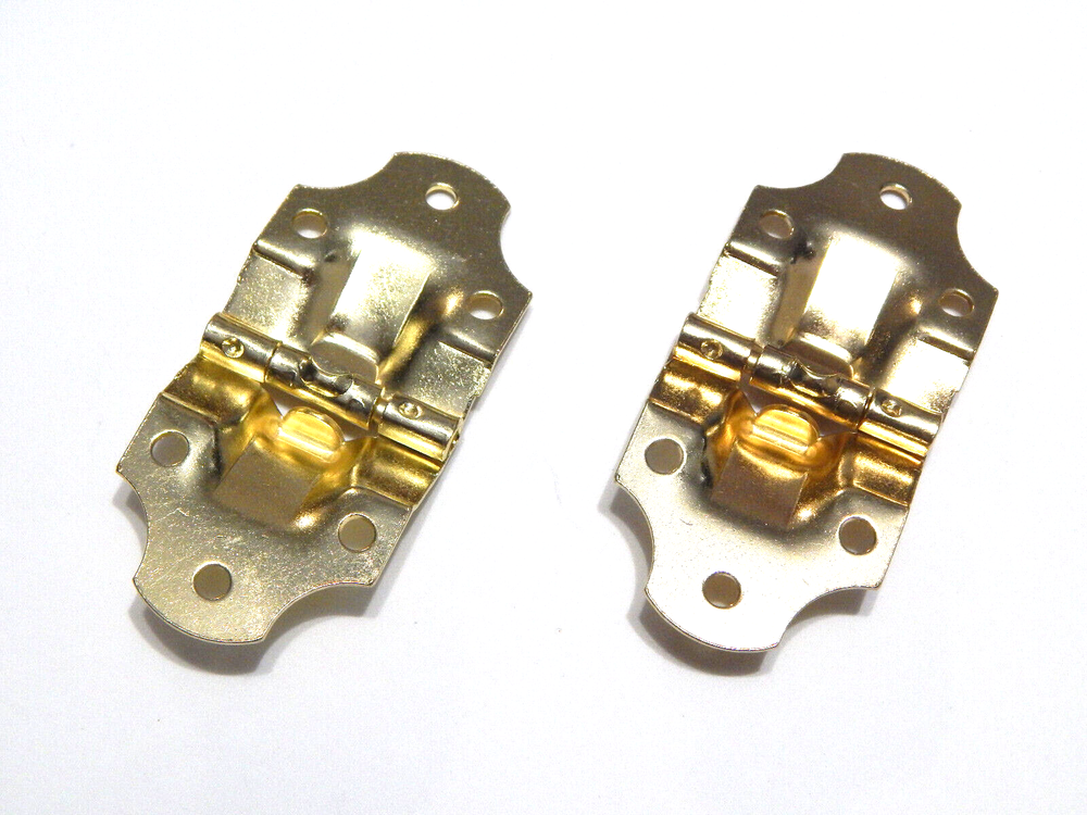 Antique Trunk Hinge With Built in Stop Brass Plated Pair