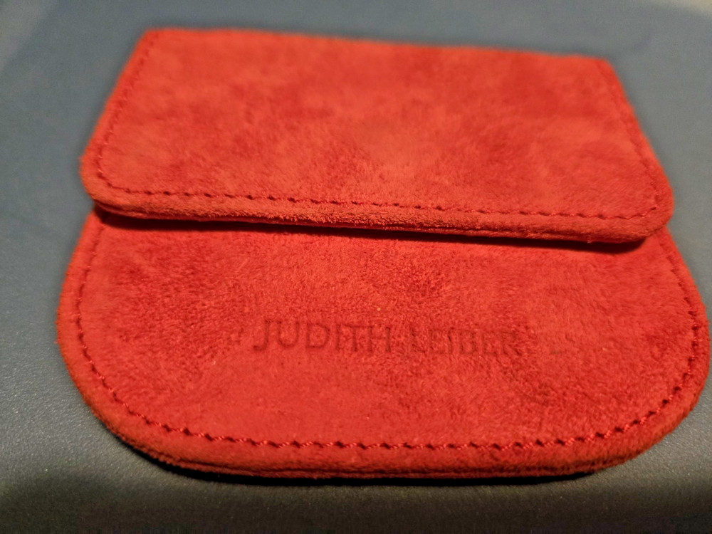 JUDITH LEIBER Gold Compact Mirror Comb Set Pink Case Vintage EUC