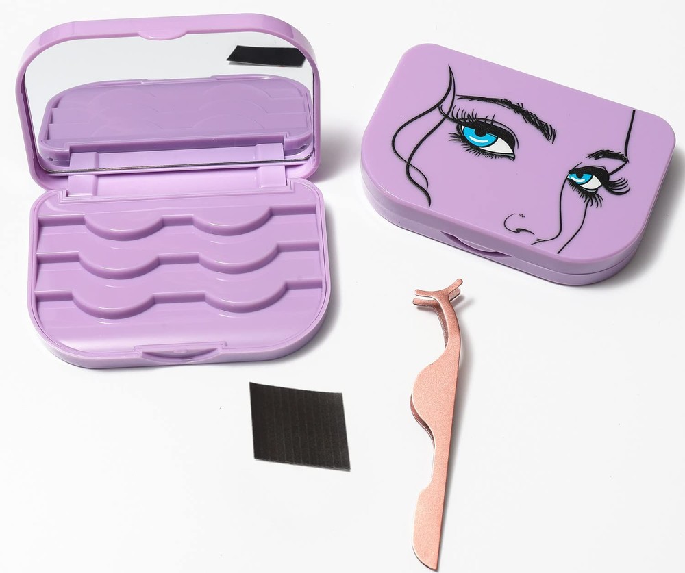 3-Layer Empty Eyelashes Storage Box False Eyelash Case Organizer with Mirror