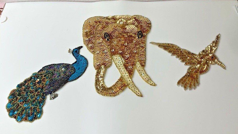 Sequence/Beaded Applique ELEPHANT PEACOCK BIRD
