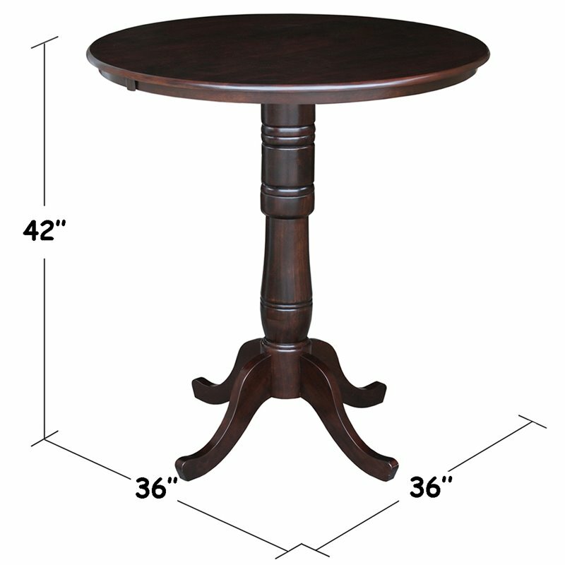 Pemberly Row 36" Round Pub Table in Rich Mocha