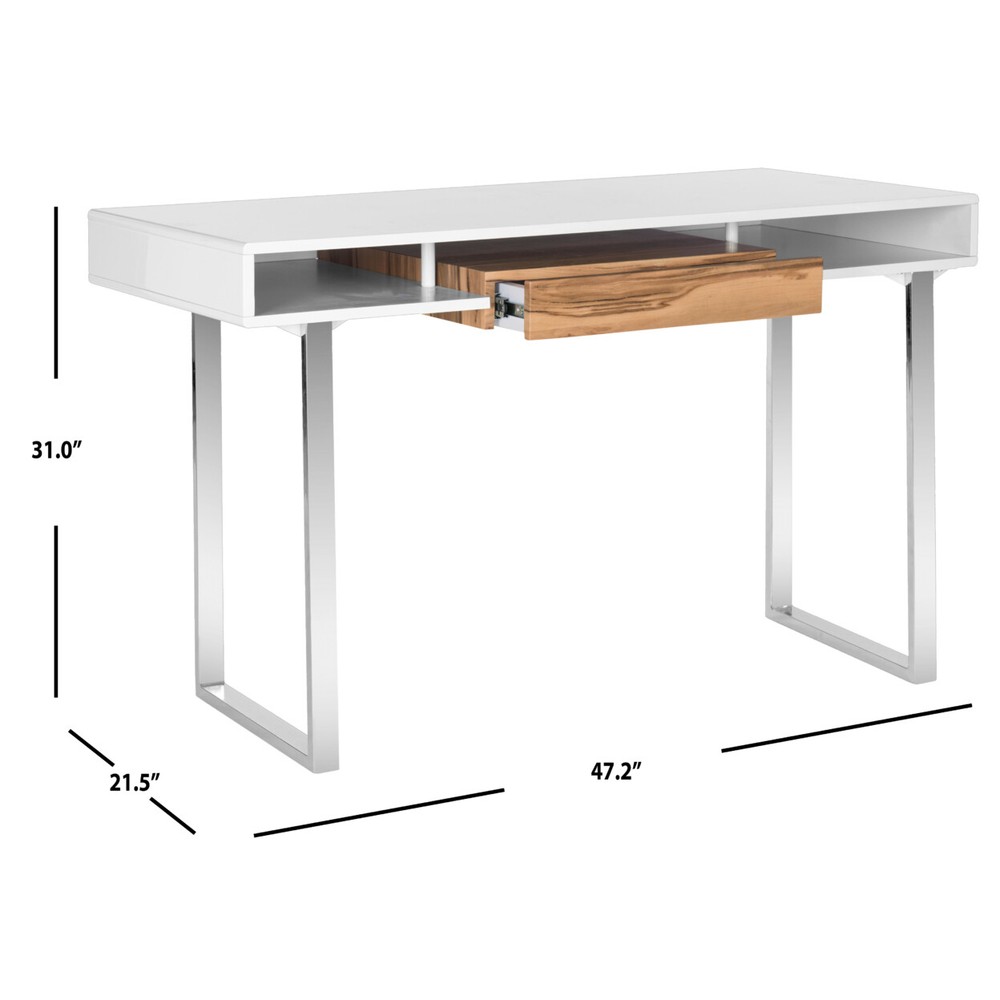 SAFAVIEH Metropolitan Computer Desk | White / Chrome |