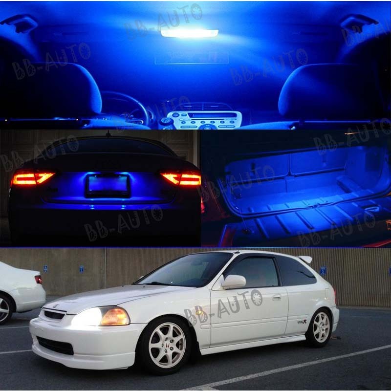 For 96-00 Civic Interior Blue LED Bulb Package(Map Dome + Trunk + License Plate)