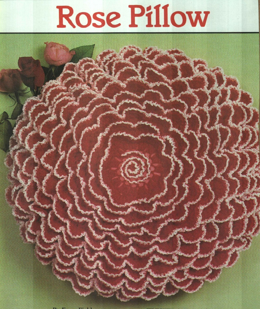 ROSE PILLOW 17" HOME DECOR DIGEST SIZE CROCHET PATTERN INSTRUCTIONS