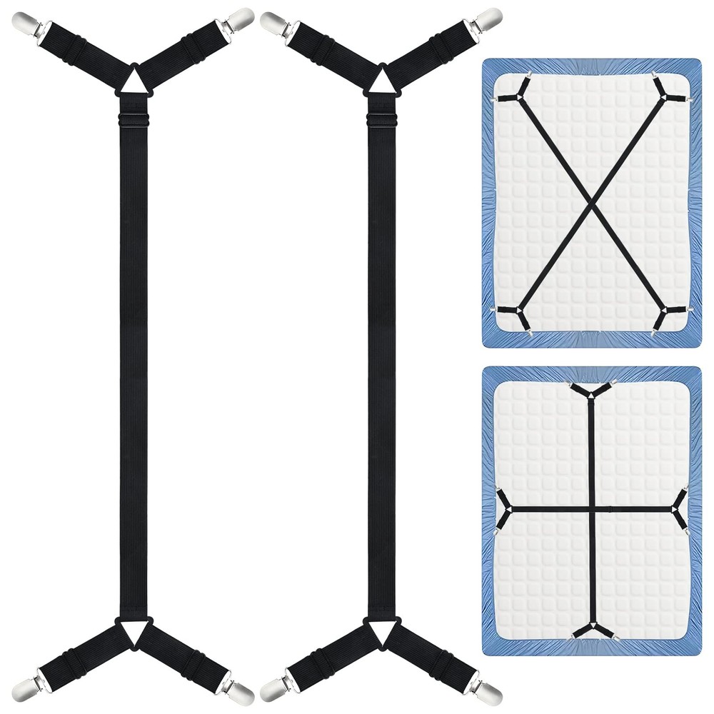 2 Pcs Bed Sheet Holder Straps Adjustable Bed Sheet Fasteners Elastic Bands