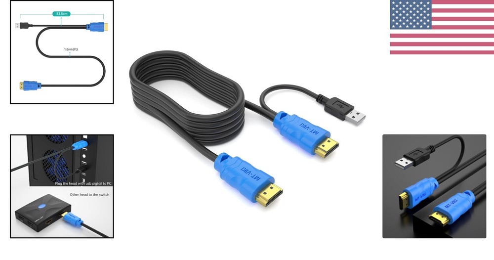 1.8m High-Speed USB HDMI KVM Cable for Seamless Multi-Device Connectivity