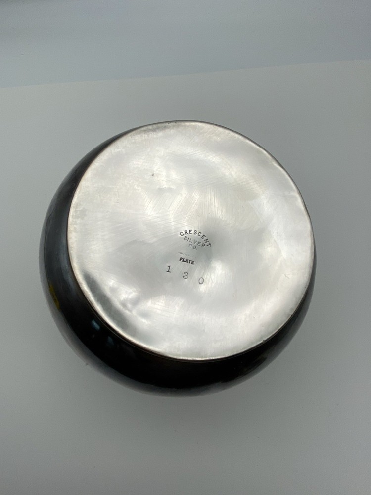 Vintage Crescent Silver Co. Etched Silver Plate Cracker Jar & Lid