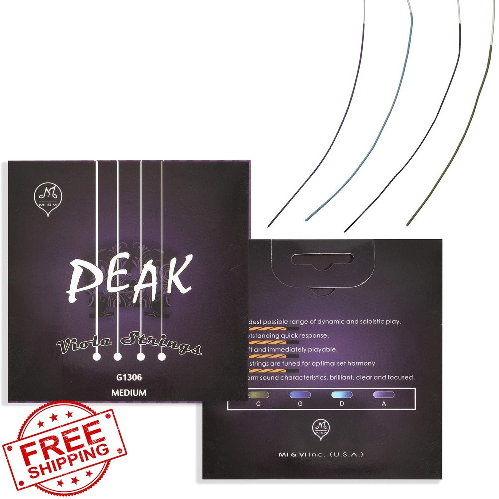 MIandVI 16" Viola Strings PEAK Synthetic Silver Ball-End Medium