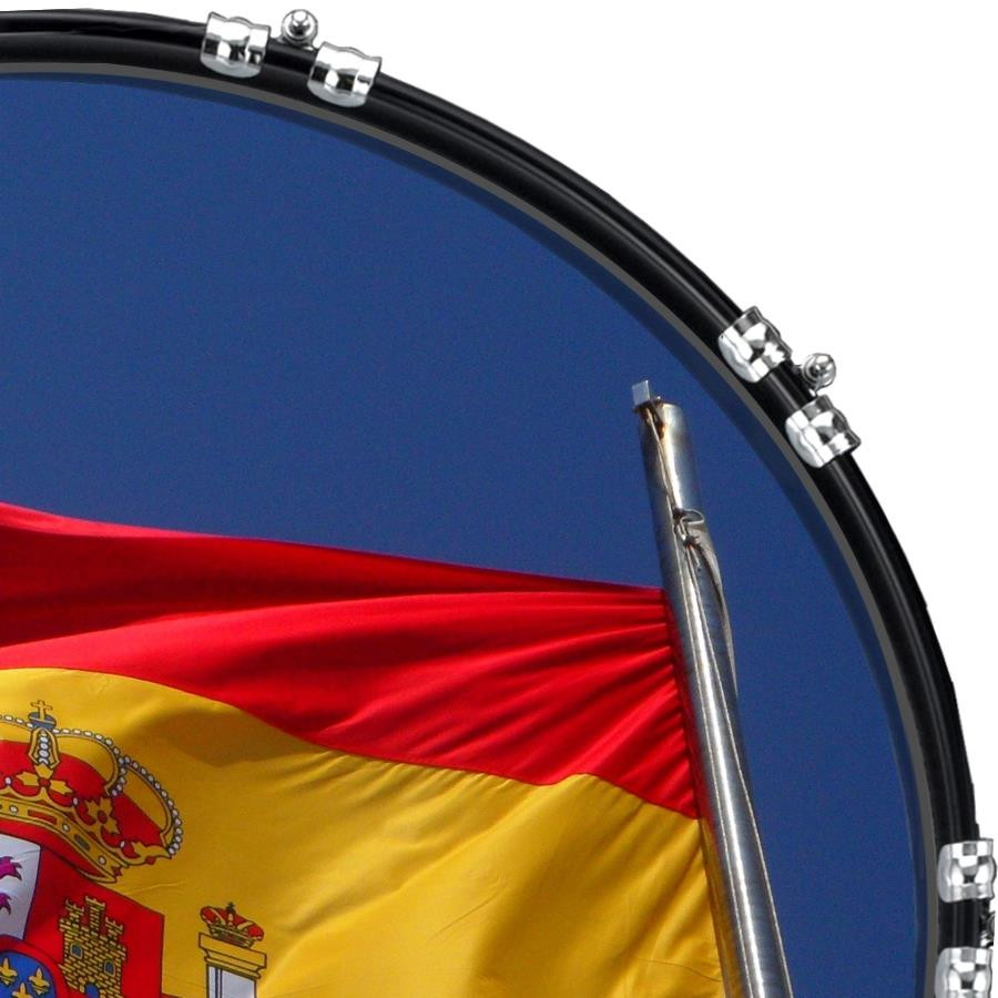20" Custom Bass Kick Drum Front Head Graphical Flag Spain 1