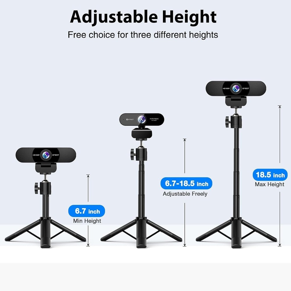 Webcam Tripod, Professional Webcam Mini Tripod, Adjustable Heights with 360° ...