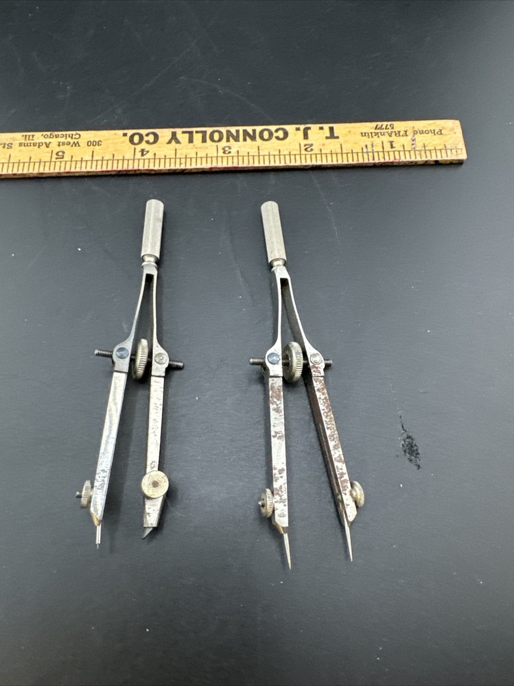 Vintage Drafting Tools 2-1/2” Compass Dividers Unbranded 📦