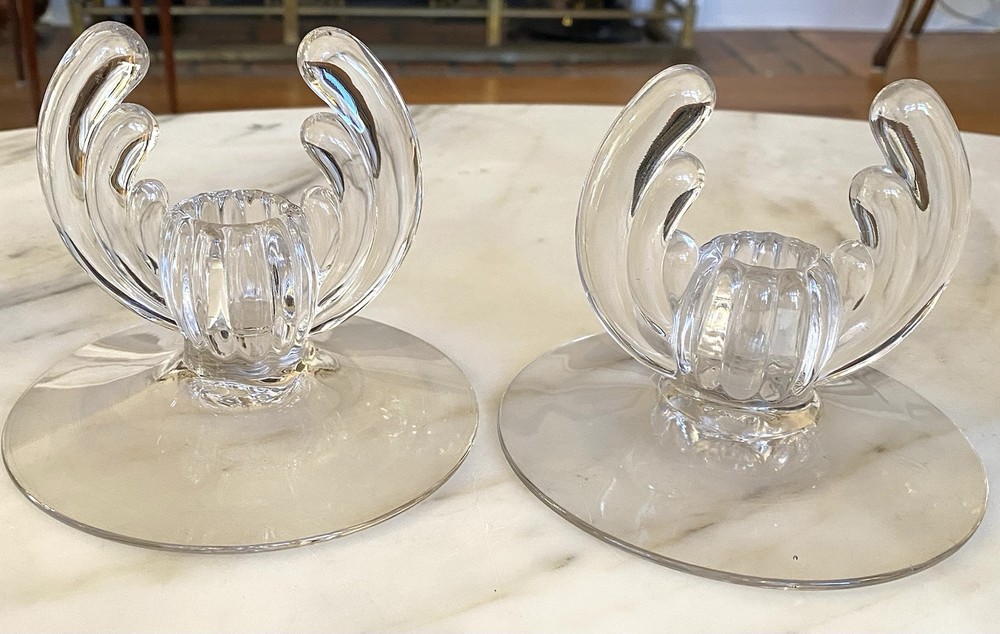 Vintage Art Deco Candlesticks Pair Angel Wing