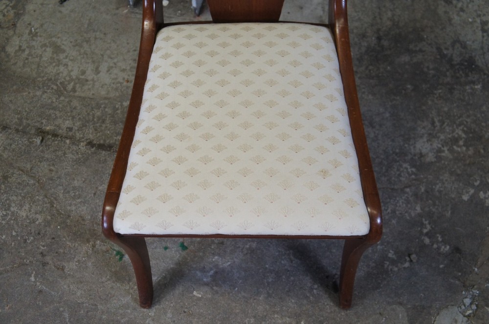 2 Antique Cherry Regency Style Pierced Harp Back Side Dining Accent Chairs