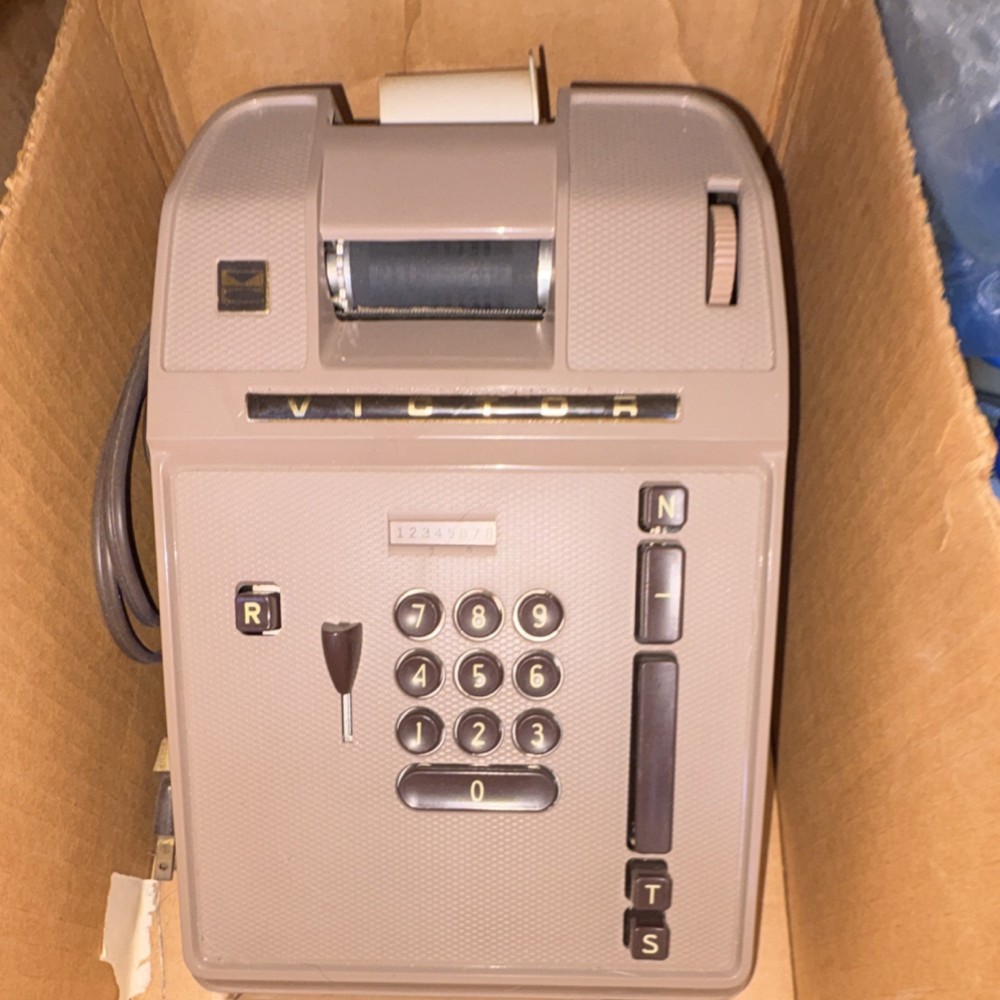 Victor Vintage Adding Machine Mechanical Calculator with Paper Roll