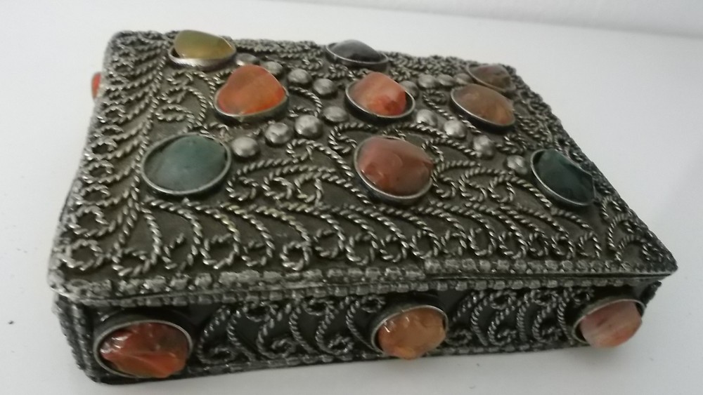 old box  with stones Tibet? or orient