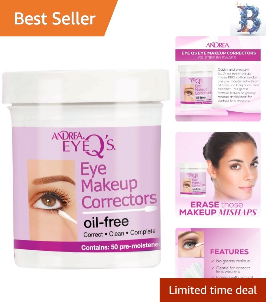 Compact Oil-Free Eye Make-up Corrector Swabs – 50 Pre-Moistened Solutions