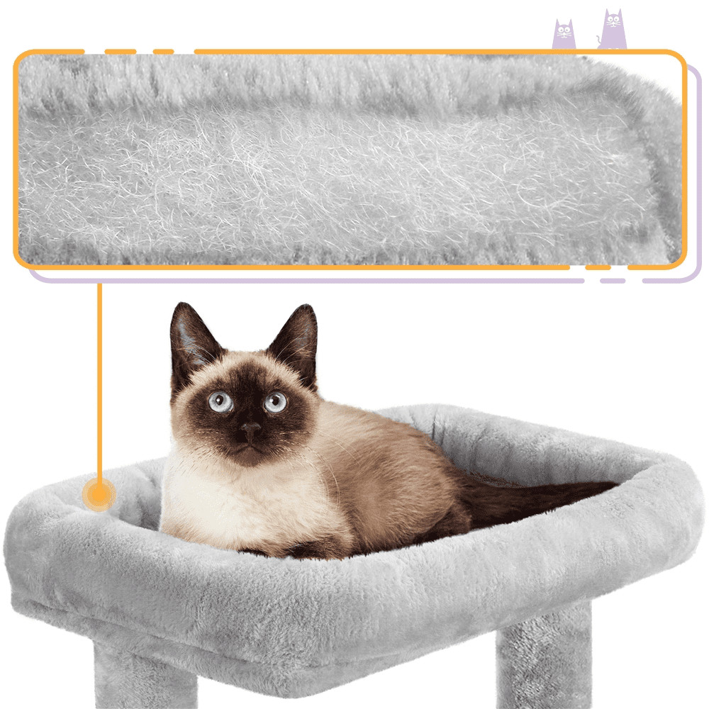 Multi-level Small Cat Tree Tower with Condo, Light Gray