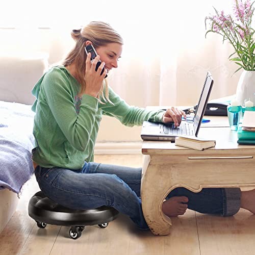 Low Height Rolling Stool with 360°Swivel Caster, Low Roller Seat bread style