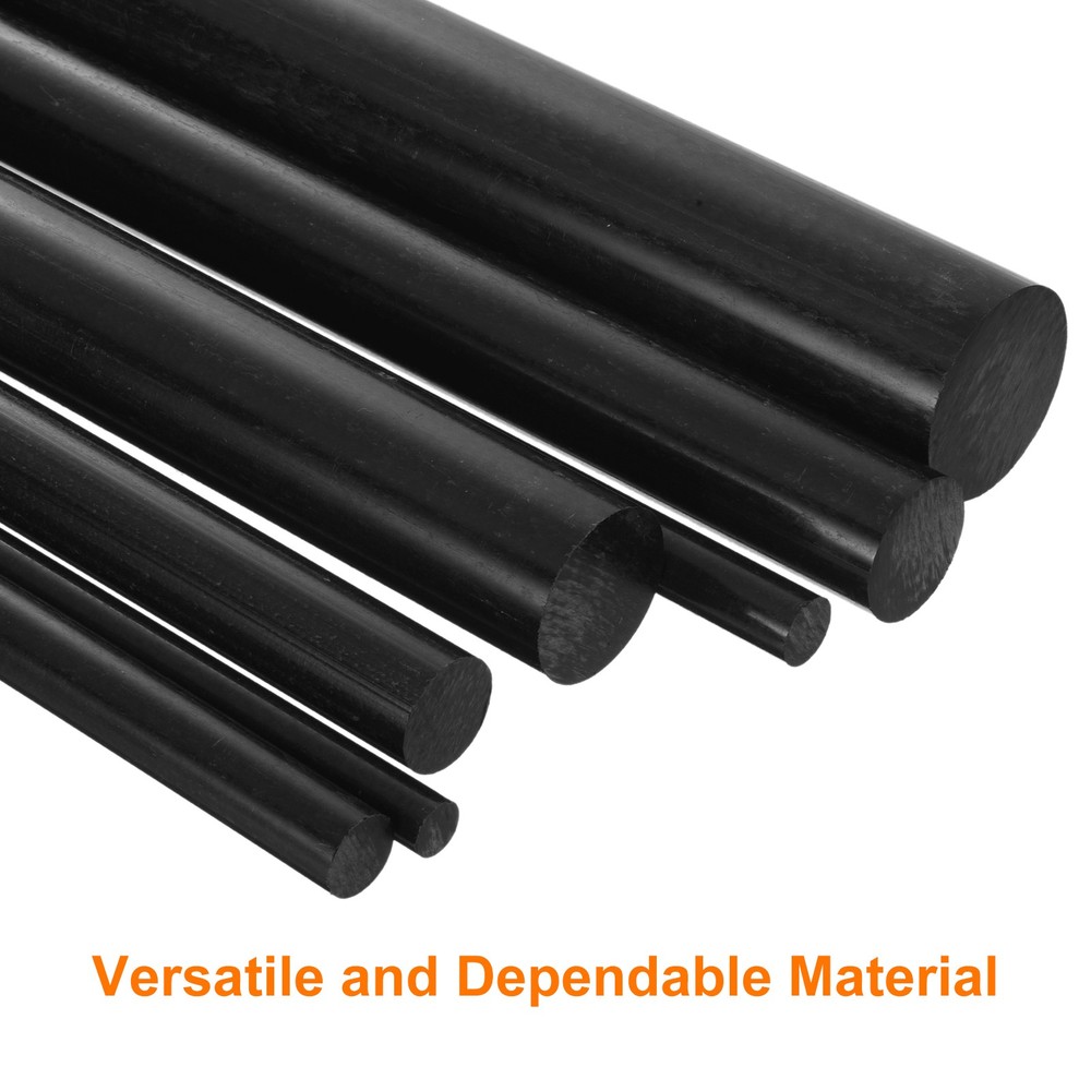 5Pcs Black Plastic Rods 51 x 330mm ABS Round Stick Round Solid Bar DIY Model