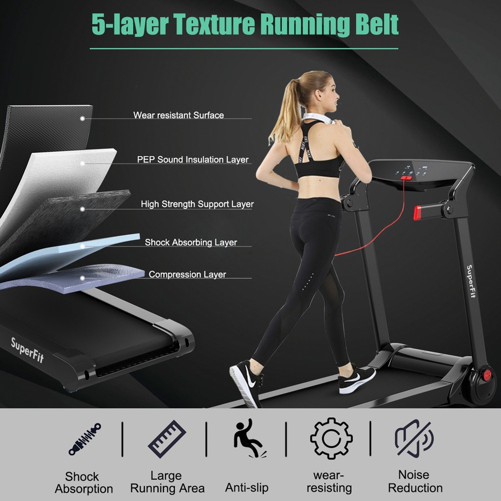 Folding Electric Treadmill 3.0HP Exercise Running Machine w/ App Control Red