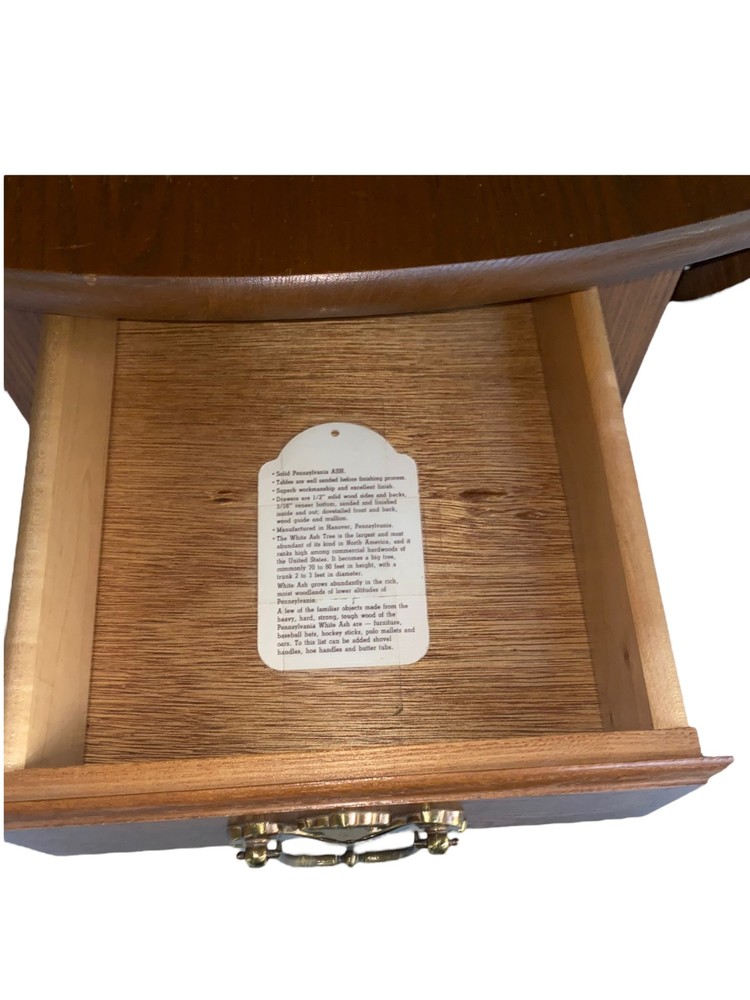 Pennsylvania Ash Vintage Solid Wood Drop Leaf End Table w/ Drawer