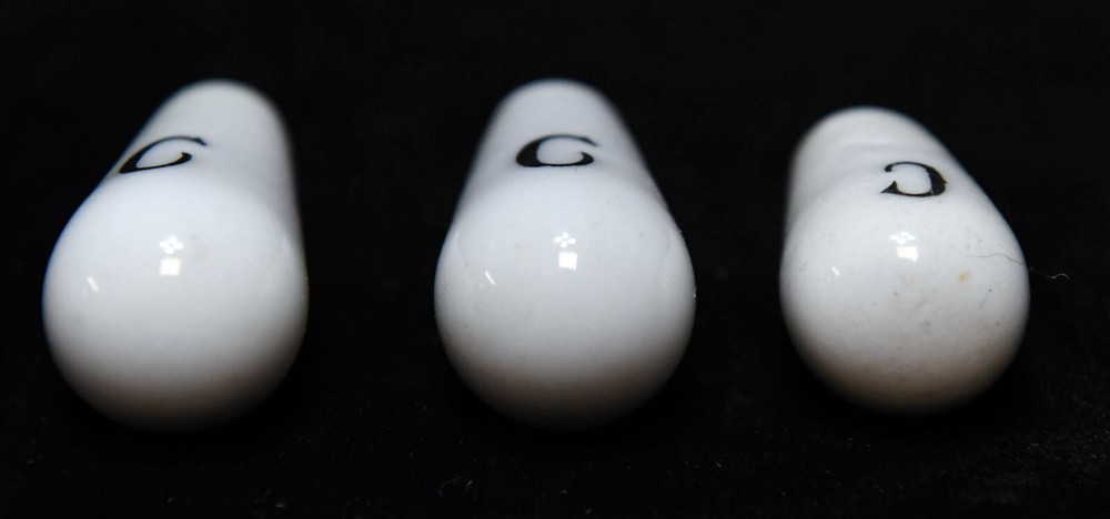 3 VINTAGE CERAMIC COLD WATER FAUCET ENDS